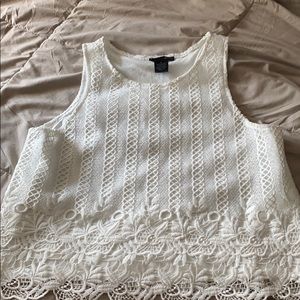 Aqua White Lace Crop